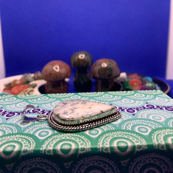 Australian Dendritic Opal Teardrop Pendant 925 Sterling Plated SPECIAL PRICE! 🤑 - Picture 7 of 10